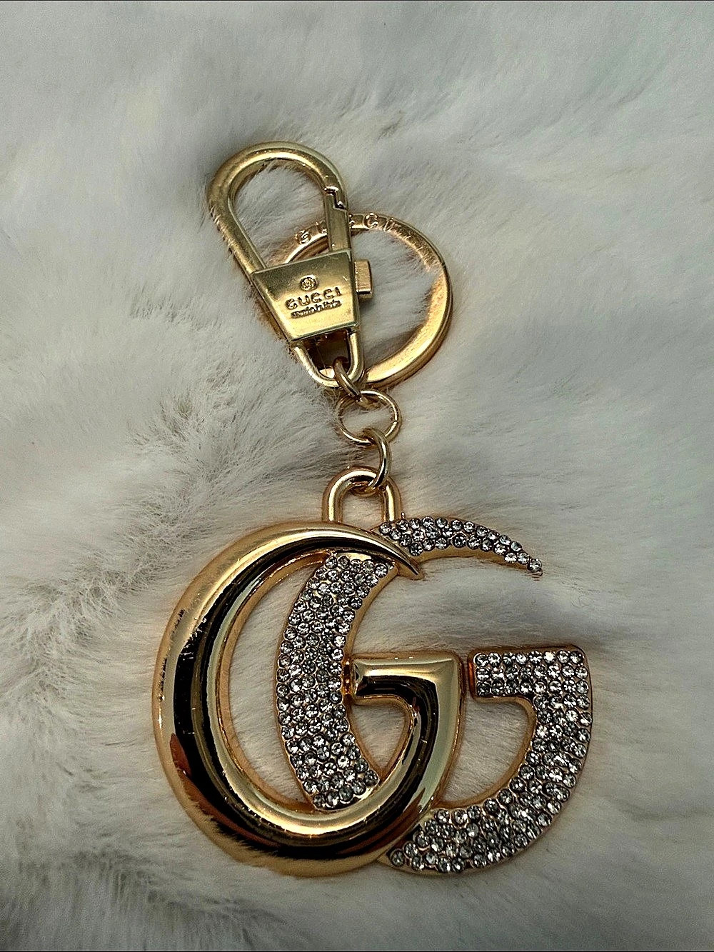 Sources Unknown Crystal Double G Keychain Gold